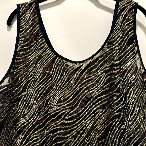 Vintage black velvet and silver Devoré Tank/ Camisole - Picture 2 of 4